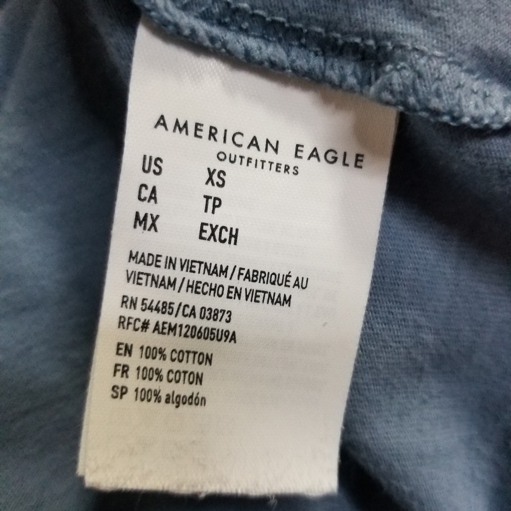 Men's Extra Small Classic Fit Blue American Eagle Short Sleeve Cotton T-Shirt - Picture 4 of 5